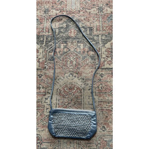 DAWLI Genuine Leather Made USA Vintage Crossbody Purse Dark Blue!